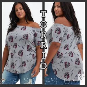 TORRID Super Soft Skull Off Shoulder My Favorite Tunic Top! NWT!